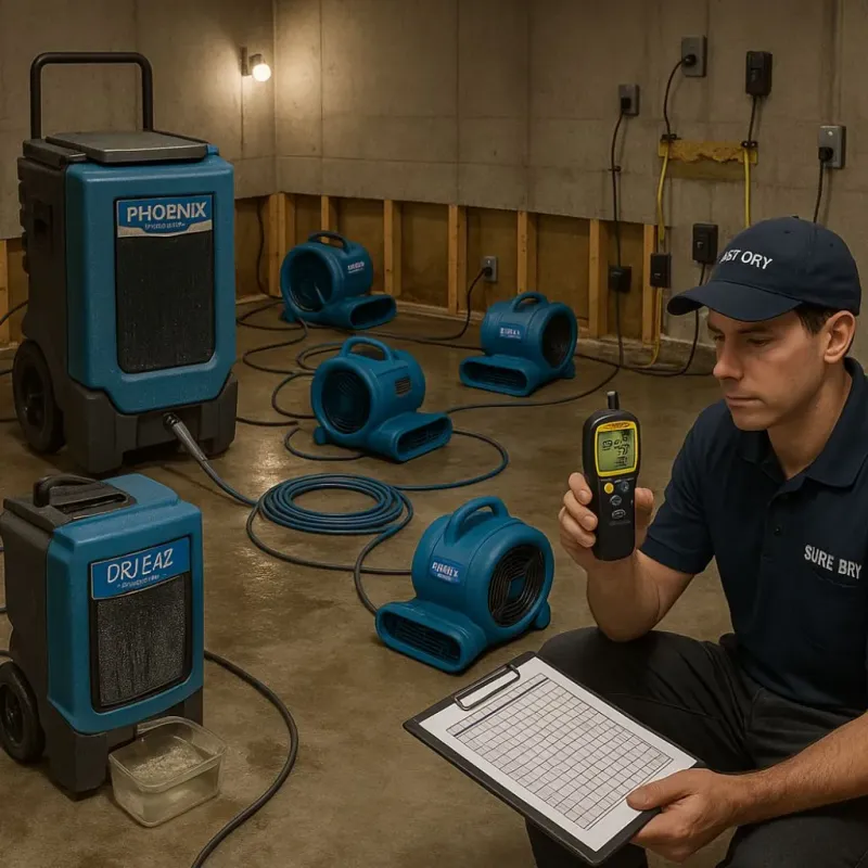 Structural Drying and Dehumidification process in Marietta, OH
